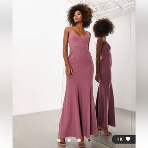 ASOS EDITION crepe strappy fishtail maxi dress in orchid